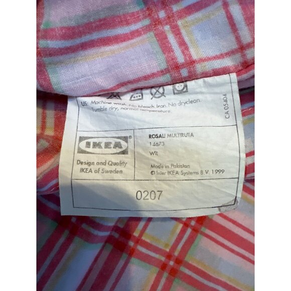 Vintage Ikea Rosali Multiruta Plaid Pink Fabric 28x 28”Cotton Textile Material C - Picture 5 of 5